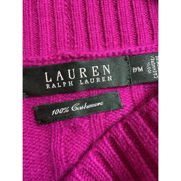 Ralph Lauren  100% Cashmere Crossover V-Neck SWEATER FUCHSIA  SIZE M -PETITE - Picture 6 of 8